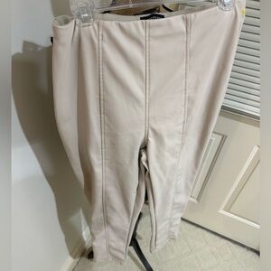 Pretty Little Thing Faux leather bone white blond pants size 8